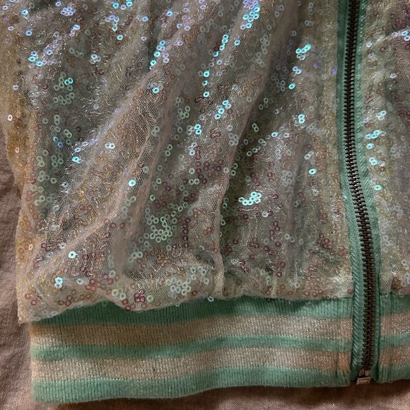Disney Mint Sequin Bomber Jacket - Picture 2 of 11